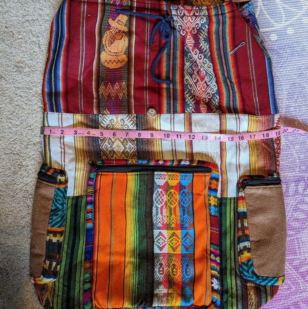 Ecuador Extra Large Lightweight Woven Hippie Knapsack - Picture 6 of 7